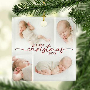 First Christmas 5 Photo Personalized Christmas Ceramic Ornament
