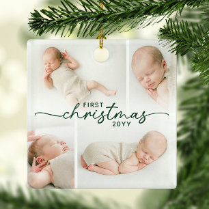 First Christmas 5 Photo Personalized Christmas Ceramic Ornament