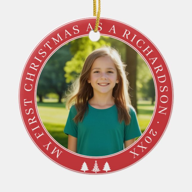 First Christmas Adoption Ceramic Ornament (Front)