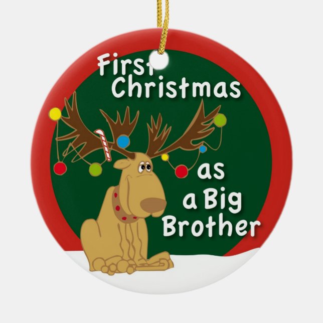 First Christmas as a Big Brother Ceramic Ornament (Front)