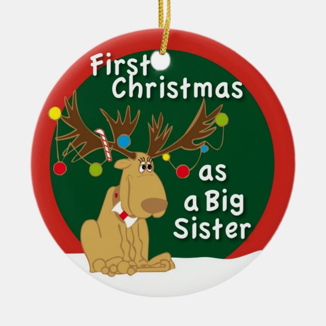First Christmas as a Big Sister Ceramic Ornament (Front)