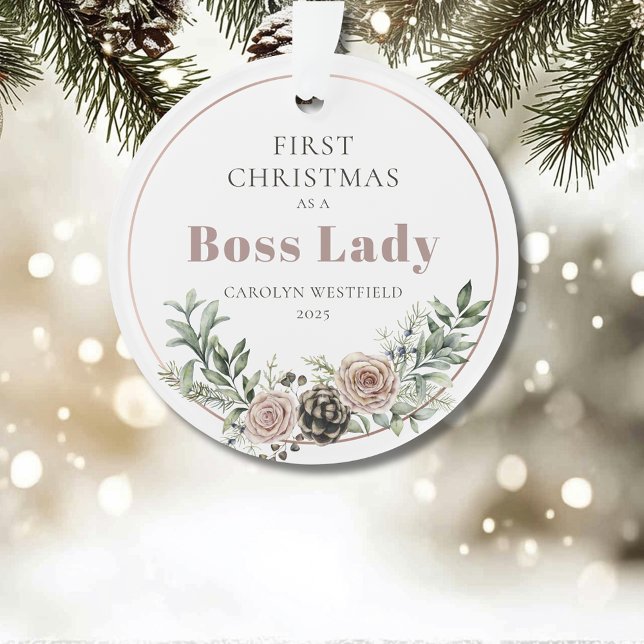 First Christmas as a Boss Lady Name Year (First Christmas as a Boss Lady Name Year Acrylic Ornament)