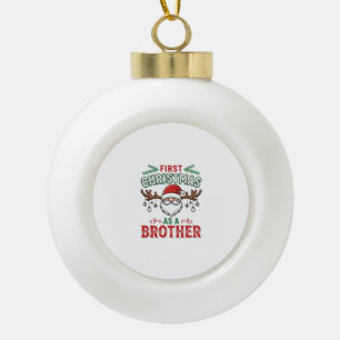 First Christmas As a Brother Santa Gnome Ceramic Ball Christmas Ornament