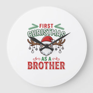 First Christmas As a Brother Santa Gnome Large Clock