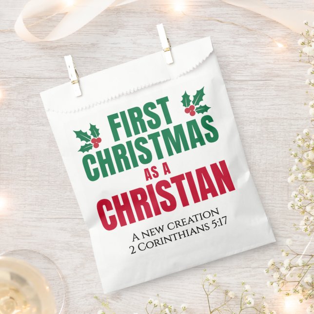 FIRST CHRISTMAS AS A CHRISTIAN New Believer Favour Bag (Clipped)