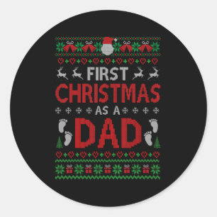 First Christmas As A Dad Matching Xmas New Daddy  Classic Round Sticker