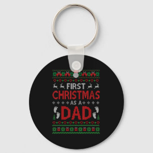 First Christmas As A Dad Matching Xmas New Daddy Keychain