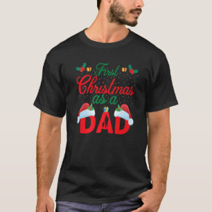First Christmas as A Dad Santa Hat Xmas PJ costume T-Shirt