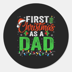 First Christmas As A Dad Xmas Lights New Dad Chris Classic Round Sticker