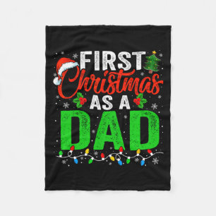 First Christmas As A Dad Xmas Lights New Dad Chris Fleece Blanket
