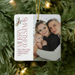 First Christmas as a Family Berry Greenery 2 Photo Ceramic Ornament<br><div class="desc">Welcome in the holiday season with this beautiful First Christmas as a Family Berry Greenery 2 Photo Ceramic Ornament. As you hang it from your tree, you'll find yourself smiling, watching the memories come to life with each glance! This unique ornament is surrounded by a whimsical design of holly, berry,...</div>