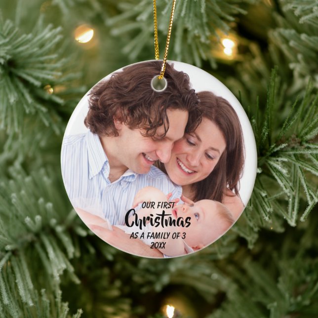 First Christmas As A Family of 3 Ceramic Ornament (Tree)