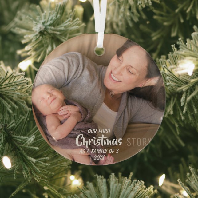 First Christmas As A Family of 3 Glass Ornament (Insitu)