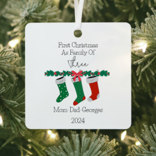First Christmas As A Family Of 3 Metal Ornament