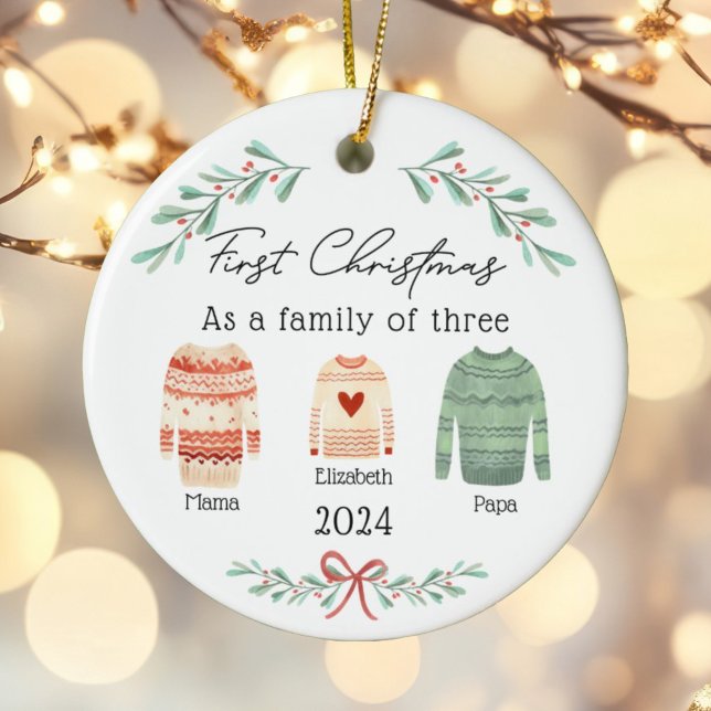 First christmas as a family of 3 Ornament (Creator Uploaded)