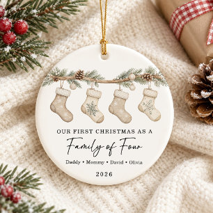 First Christmas As A Family of Four Ceramic Ornament