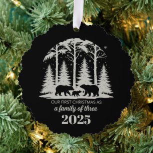 First Christmas As a Family of Three 2025 Custom Ornament Card