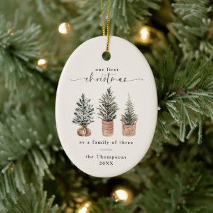 First Christmas as a Family of Three Ceramic Ornament