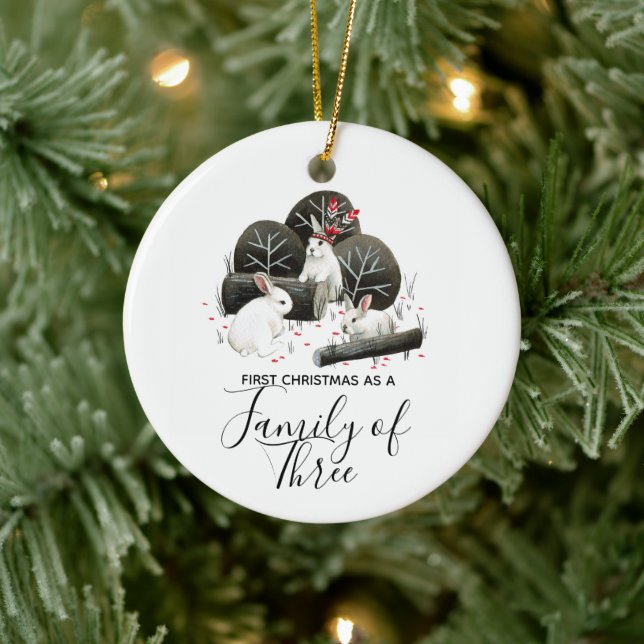 First Christmas as a family of three Ceramic Ornament (Tree)