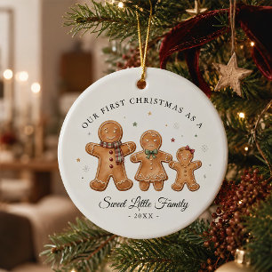First Christmas as a Family of Three Gingerbread Ceramic Ornament