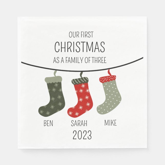 First Christmas as a family of three Napkin (Front)