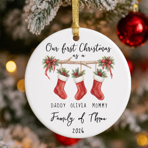 First Christmas as a Family of Three Ornament