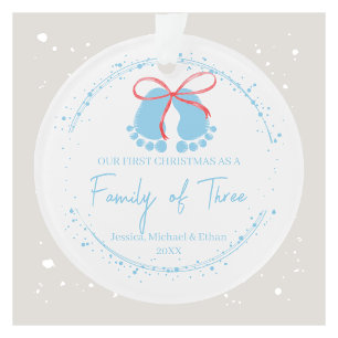 First Christmas as a Family of Three Personalized Ornament
