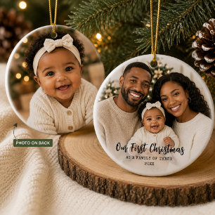 First Christmas as a Family Personalized Photo Ceramic Ornament