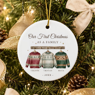 First Christmas as a Family Sweater Keepsake Ceramic Ornament