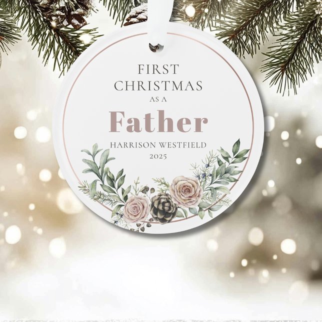 First Christmas as a Father Name Year Ornament (First Christmas as a Father Name Year Acrylic Ornament)