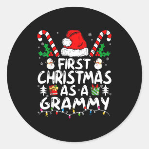 First Christmas As A Grammy New Grammy  Classic Round Sticker