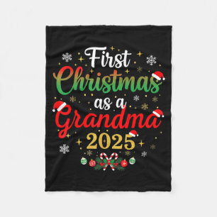 First Christmas As A Grandma 2025 New Mommy Xmas Fleece Blanket