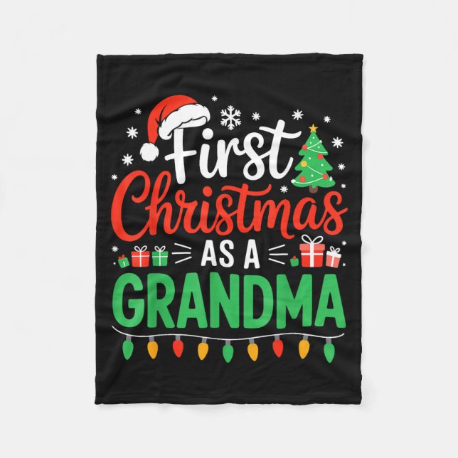 First Christmas As A Grandma Matching New Nana Gra Fleece Blanket (Front)