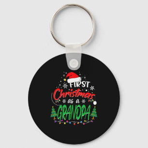 First Christmas As A Grandpa New Grandfather 1st C Keychain