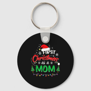 First Christmas As A Mom 1st Christmas Matching Fa Keychain