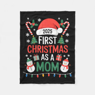 First Christmas As A Mom 2025 Family Matching Holi Fleece Blanket