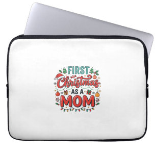First Christmas As A Mom Holiday Design Laptop Sleeve