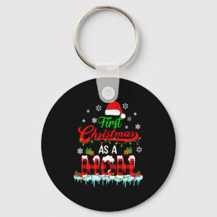First Christmas As A Mom Plaid Xmas Expecting New  Keychain