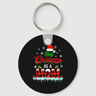 First Christmas As A Mom Plaid Xmas Expecting New  Keychain