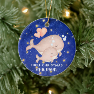 First Christmas As A Mom Whale Personalized Ceramic Ornament