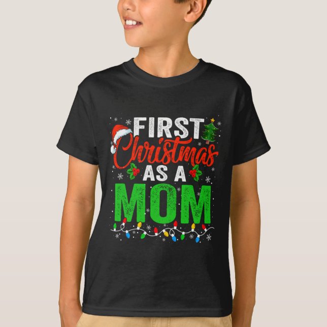 First Christmas As A Mom Xmas Lights New Dad Chris T-Shirt (Front)