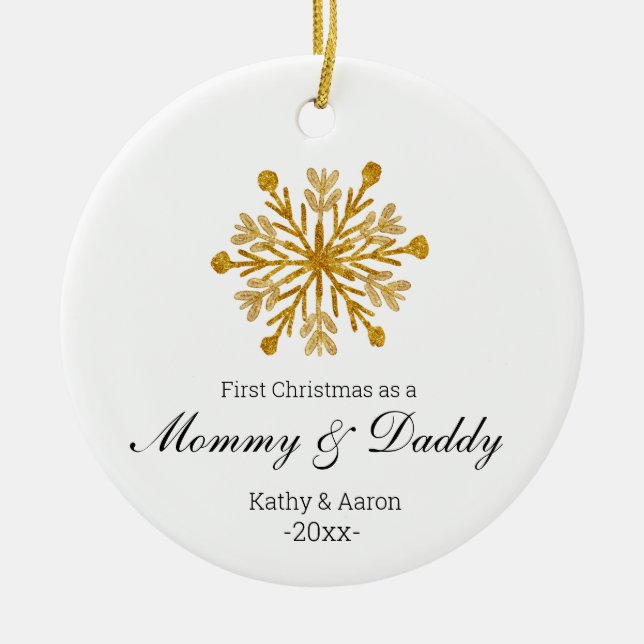 First Christmas as a Mommy and Daddy ornament (Front)