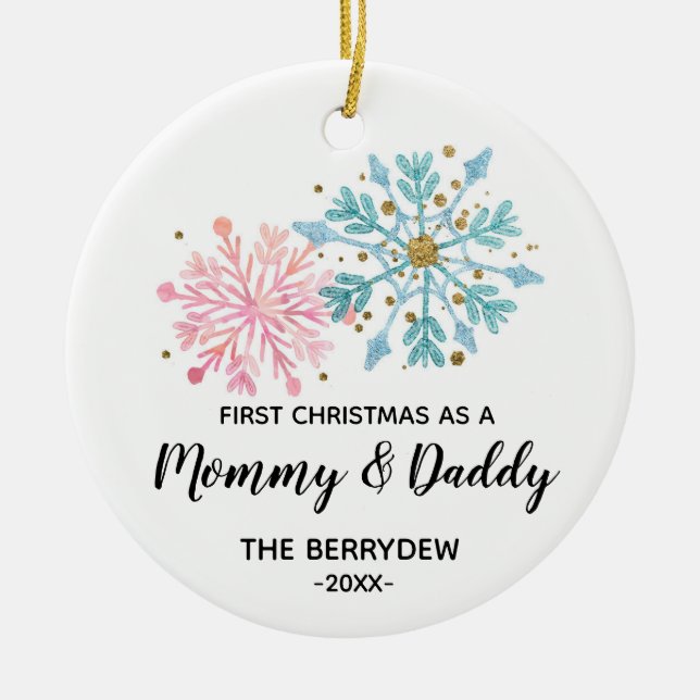 First Christmas as a Mommy and Daddy ornament (Front)