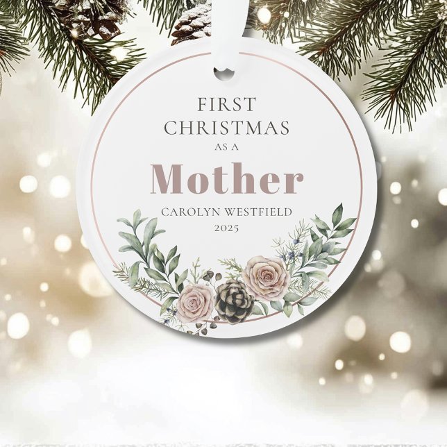 First Christmas as a Mother Name Year (First Christmas as a Mother Name Year Acrylic Ornament)
