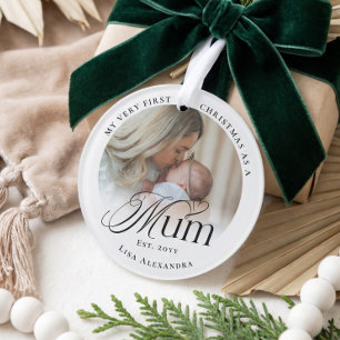 First Christmas As A Mum Personalized Baby Photo Ornament