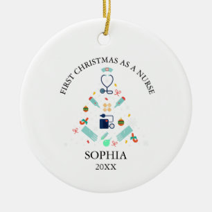 First Christmas as a Nurse – Custom Ornament for N