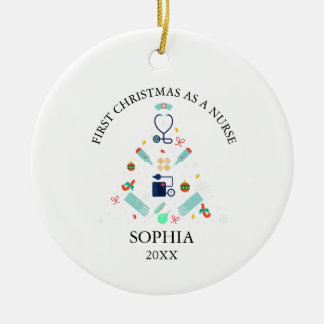 First Christmas as a Nurse – Custom Ornament for N