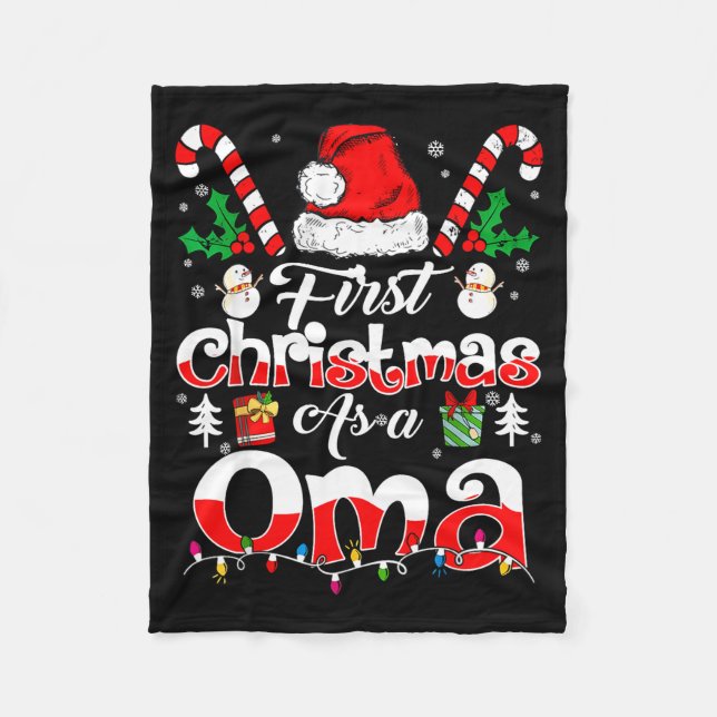 First Christmas As A Oma Family Matching  Fleece Blanket (Front)