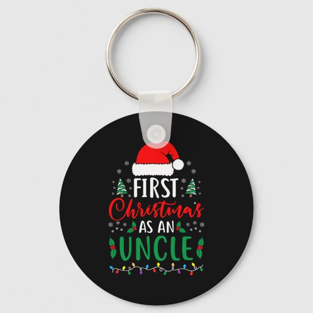 First Christmas As An Uncle New Parents Xmas Match Keychain (Front)