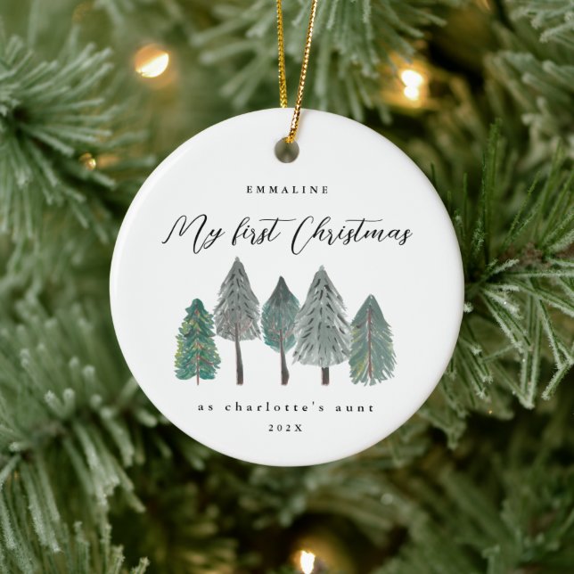 First Christmas as Aunt Rustic Trees Ceramic Ornament (Tree)
